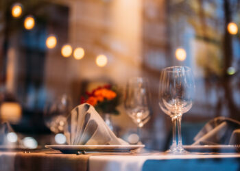 Fancy table setting in a restaurant