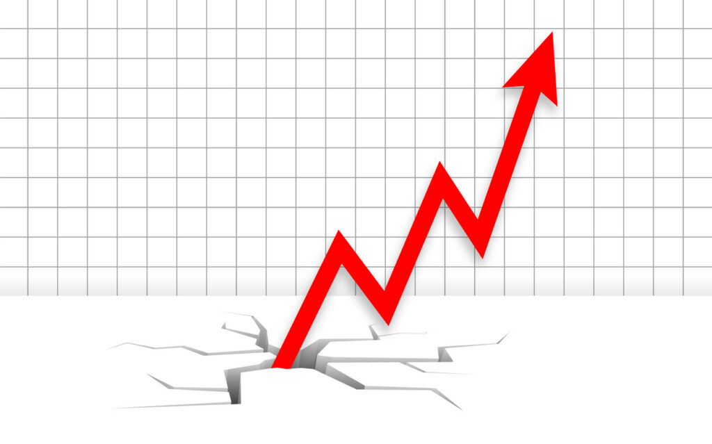 Decorative image representing a sudden and massive surge in a data graph