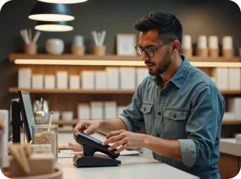 işletme sahibi, iş yerinde müşteriyle bağlantı kurmak için whatsapp kullanıyor