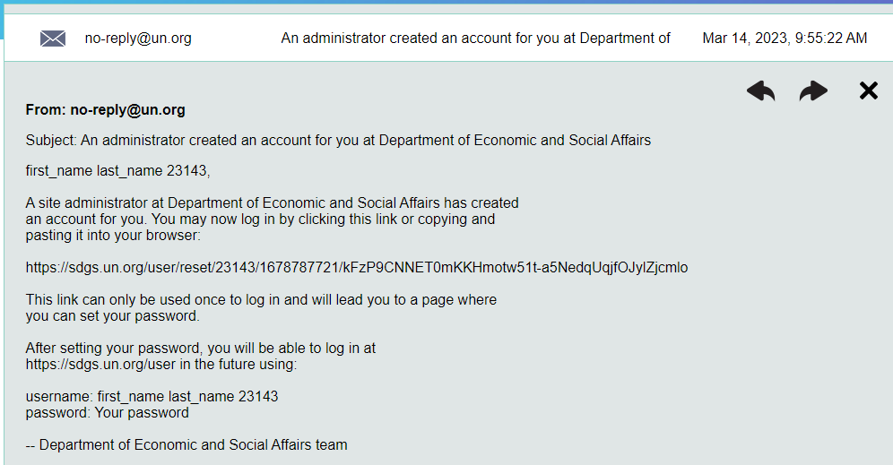 email on how to log in