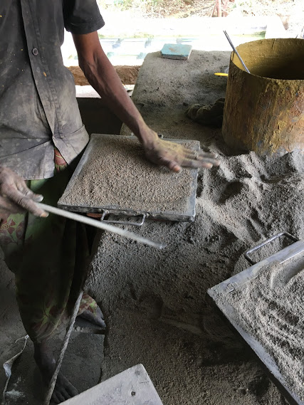 Filled with sand and cement