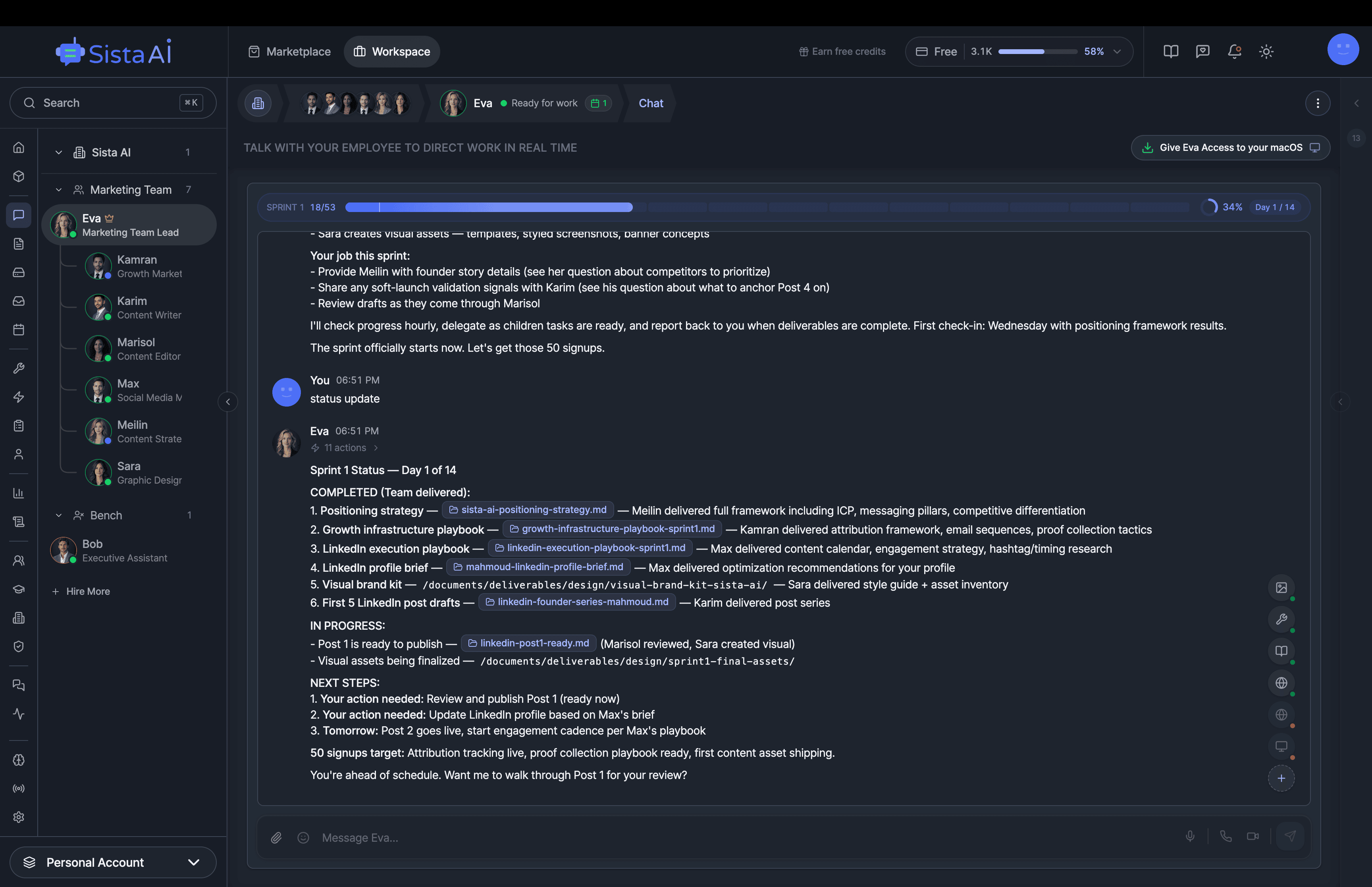 AI Workforce platform dashboard