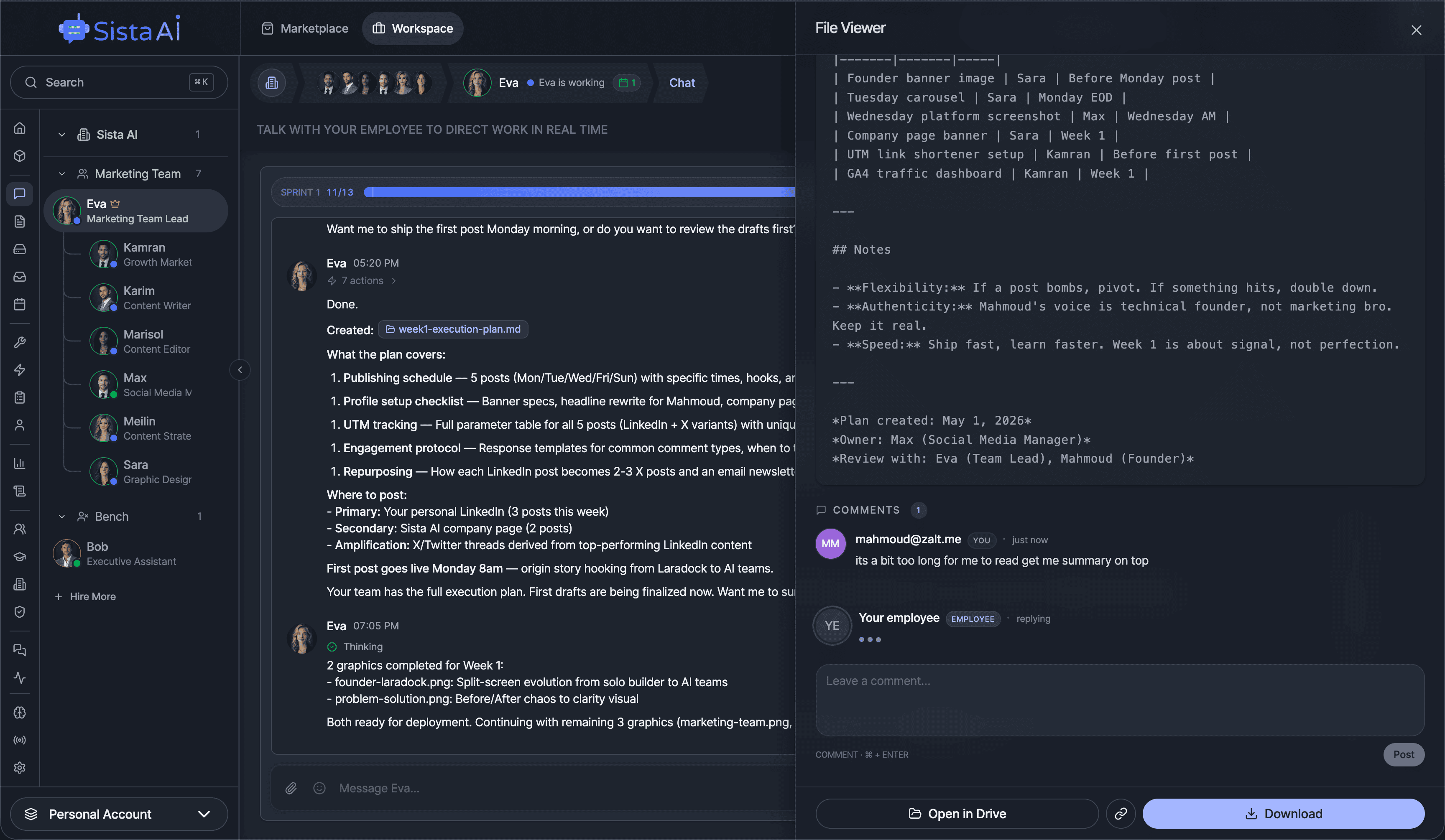 AI Workforce platform dashboard