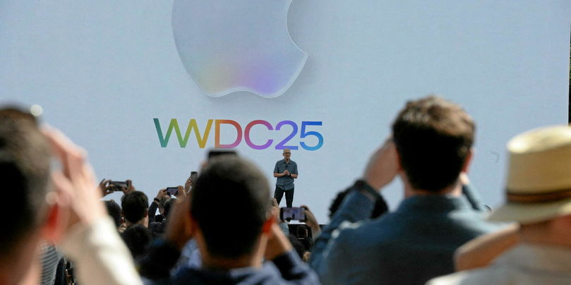 Tim Cook, le PDG d'Apple, lors de la WWDC, la conférence des développeurs, le 9 juin 2025, à Cupertino, en Californie (États-Unis).