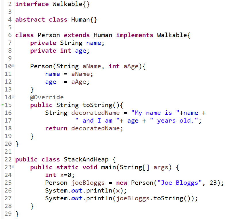 Figure 2.3 – Stack and heap code