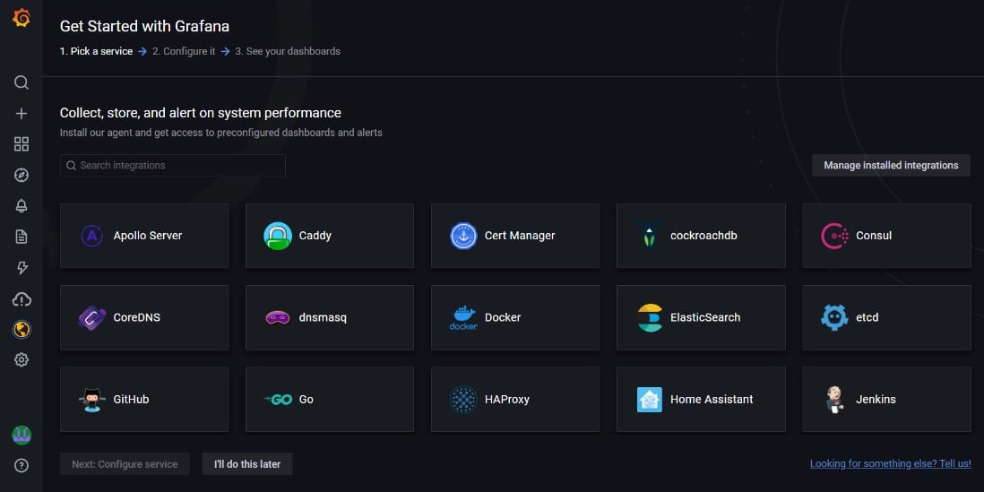 Figure 1.4 – First screen accessing Grafana
