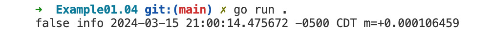 Figure 1.9: Example output displaying the variable values for the program with a variable declaring function