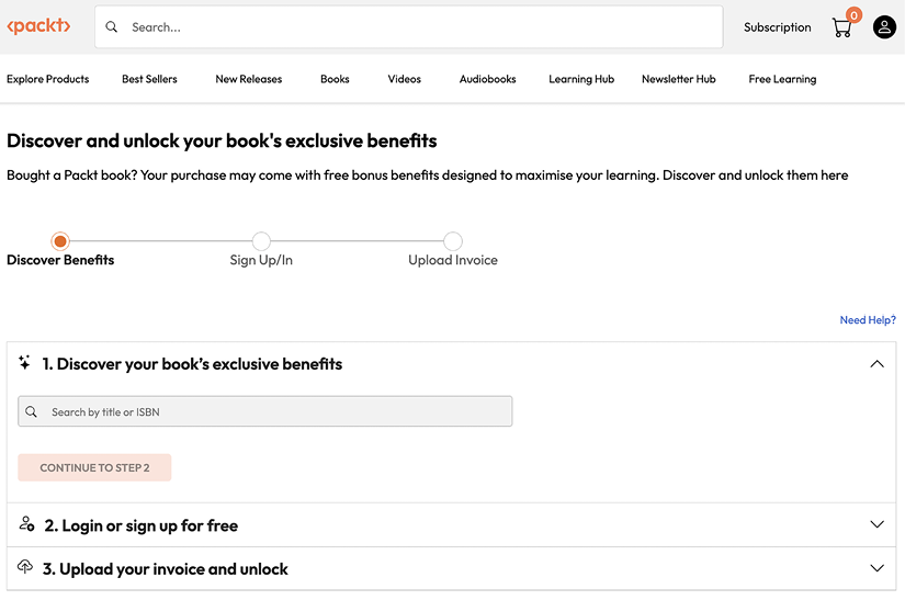 Figure16.1: Packt unlock landing page on desktop