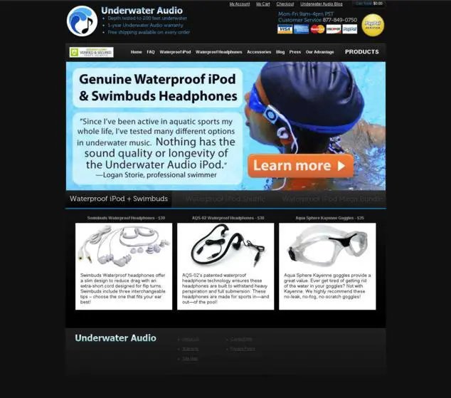 variación de la landing page de Underwater Audio