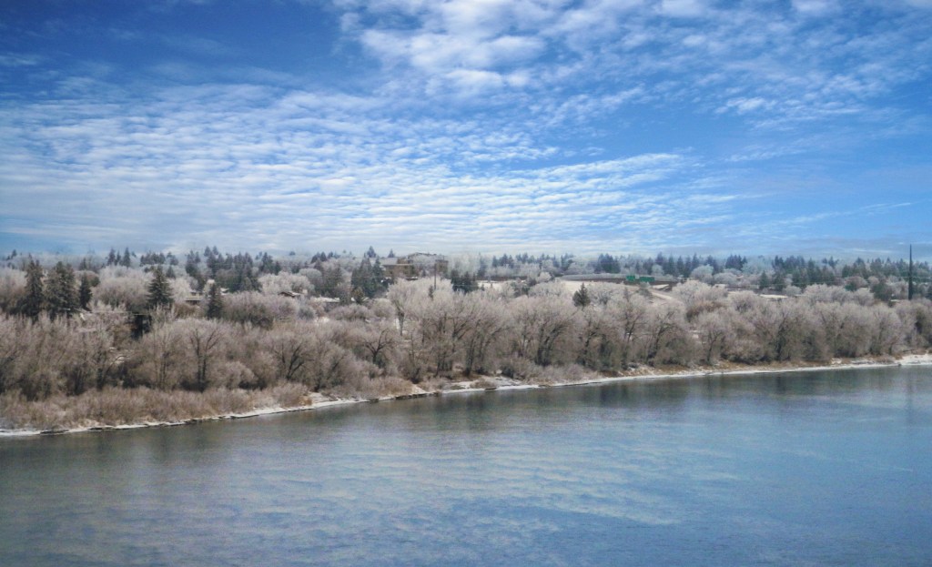 South Saskatchewan River with Hoar Frost in the winter Adapted from image courtesy Ryan Hhodnett ccbysa4-0