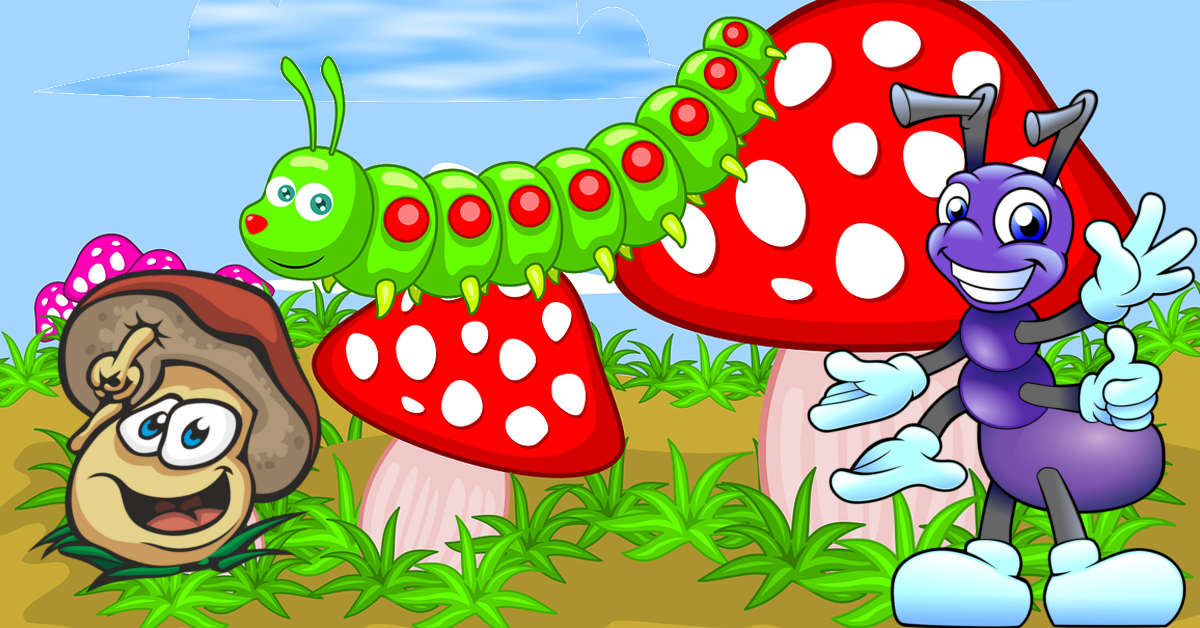 Mushrooms, Grasshopper, Caterpillar, Fungi