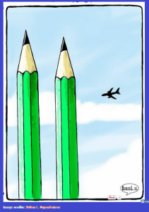 2015 January 11 in remembrance of 2001 September 11 again an Islamic terrorist act on symbols of the Western society and its freedom - Attack on Charlie Hebdo mazazine in Paris, France