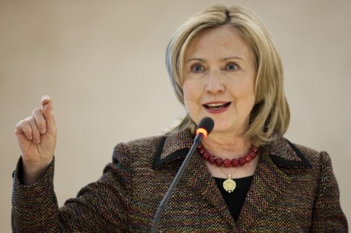 U.S. Secretary of State Clinton addresses the high level segment of the 16th session of the Human Rights Council at the United Nations European headquarters in Geneva