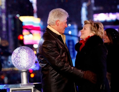 Bill And Hillary Clinton Lower Times Square 2009 New Years Eve Ball