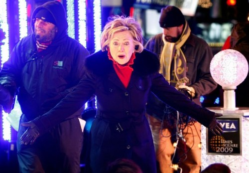 Bill And Hilary Clinton Lower Times Square 2009 New Years Eve Ball