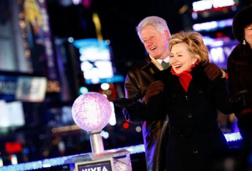 Bill And Hillary Clinton Lower Times Square 2009 New Years Eve Ball