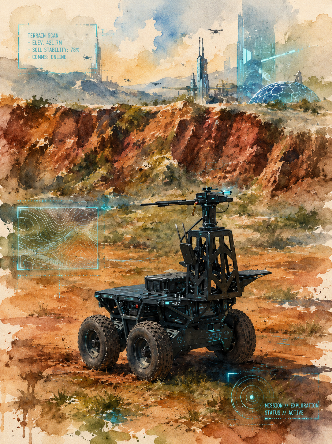 Edda shotgun-effector motion platform mounted on autonomous ground vehicle