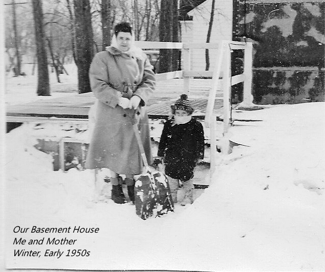 Pause from shoveling snow off of outside steps