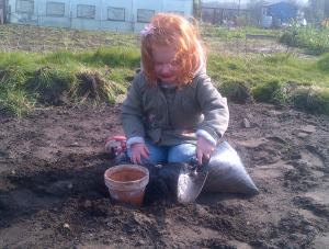 Helping Granddad is another of Natures little Angels.. now 3 our Granddaughter is never happier than digging in the Earth..