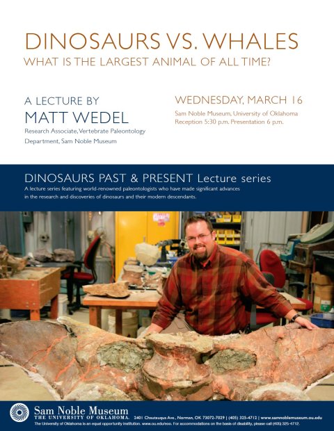 Wedel 2016 OMNH lecture flyer