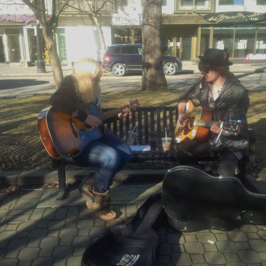 These musician gladly consented to having their picture taken. Tompkins Park, Calgary AB Feb 2015