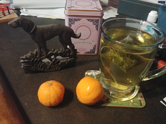 HarneyGreenTeaCoconutDisplayWithDog