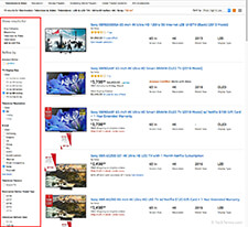 Amazon search results filters