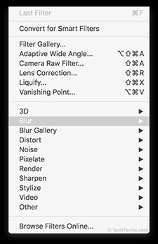 Photoshop CC Filter menu