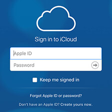 Apple iCloud login interface