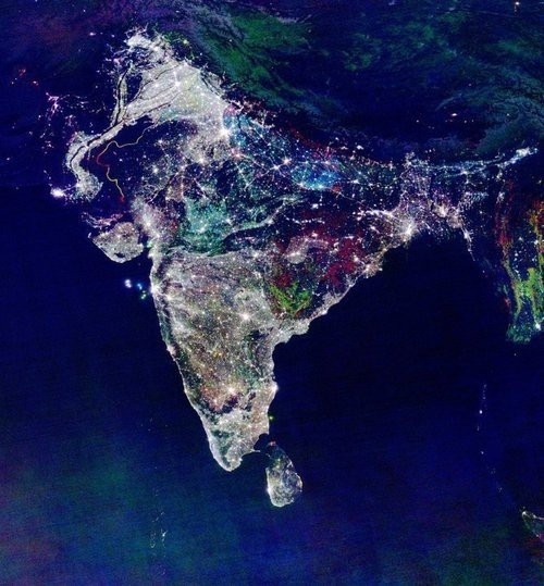 Satellite picture of India taken NASA satellite on a Diwali evening.