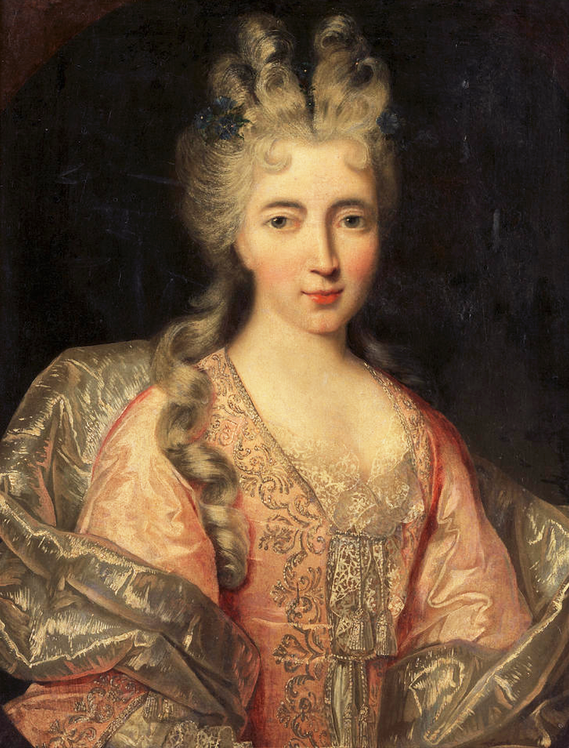 Portrait of a lady in a pink embroidered dress Circle of Nicolas de Largillière (1656–1746)