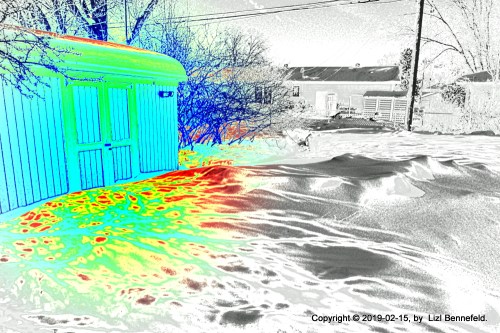 heat map, back yard with garden shed