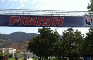 Running towards the finish line.