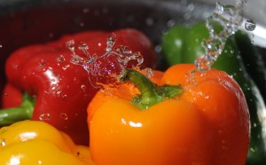 Bell peppers, as naked as the day they were picked.