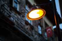 black electric post lamp