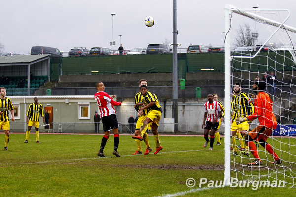 13/02/2016 Guildford City v AFC Hayes. CityÕs Matthew ANTON scores
