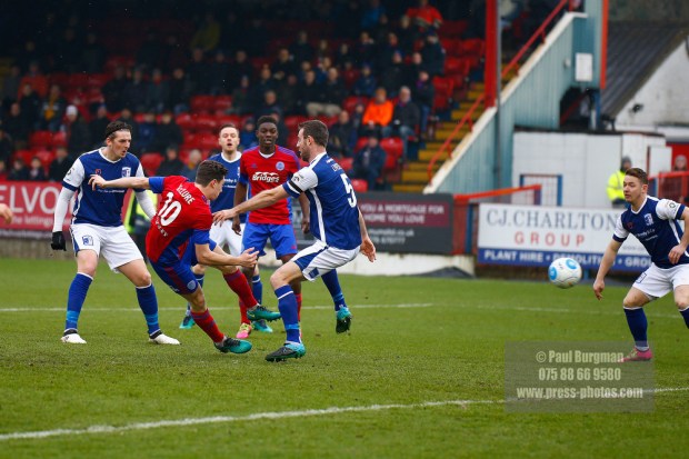 11/02/2017. Aldershot Town v Barrow AFC. AldershotÕs Matt McCLURE scores