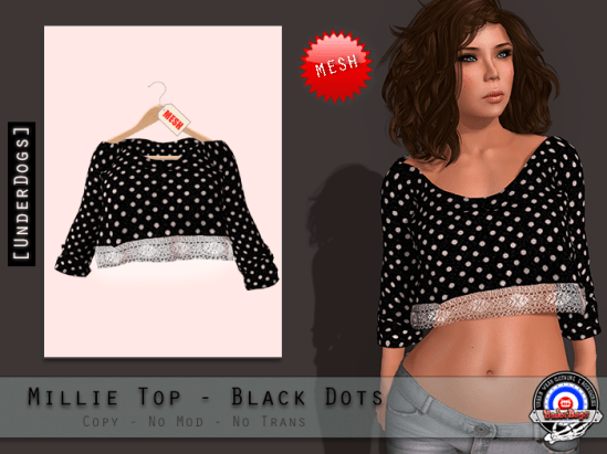 millie top black dots ad