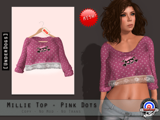 millie top pink dots ad