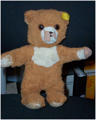 Finally, my son's Steiff teddy "Ted", much loved and 16 years old.