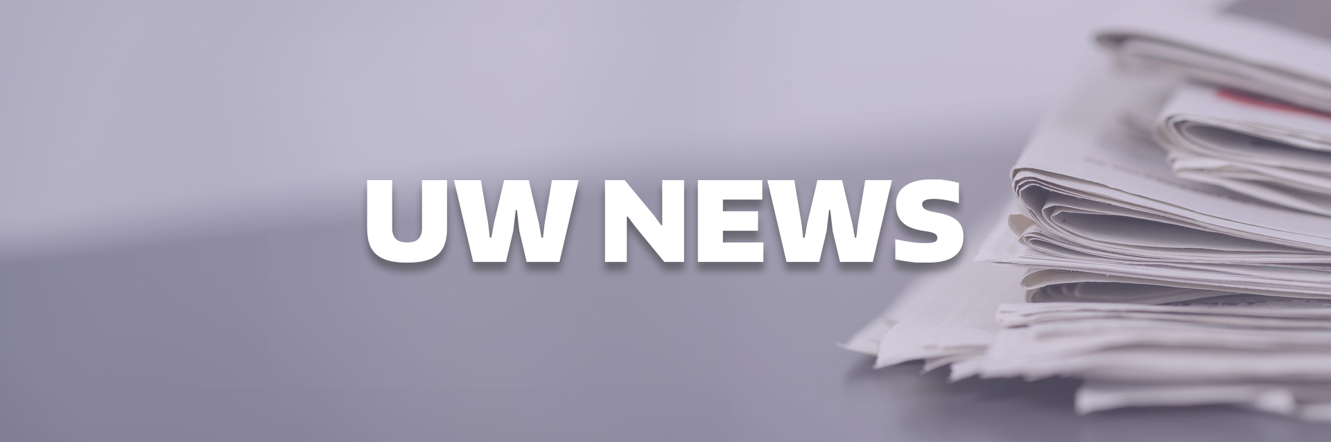 Purple background with text: UW News
