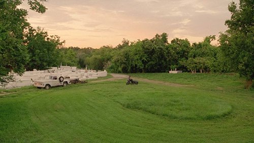 At the end of an episode, Errol eerily says "My family's been here a long, long time." and then proceeds to mow the lawn in a spiral pattern. This symbolically represents how everything the occult elite does is in plain sight - for those who have "eyes to see". It also shows how Errol is obsessed by this symbol and was programmed by it.