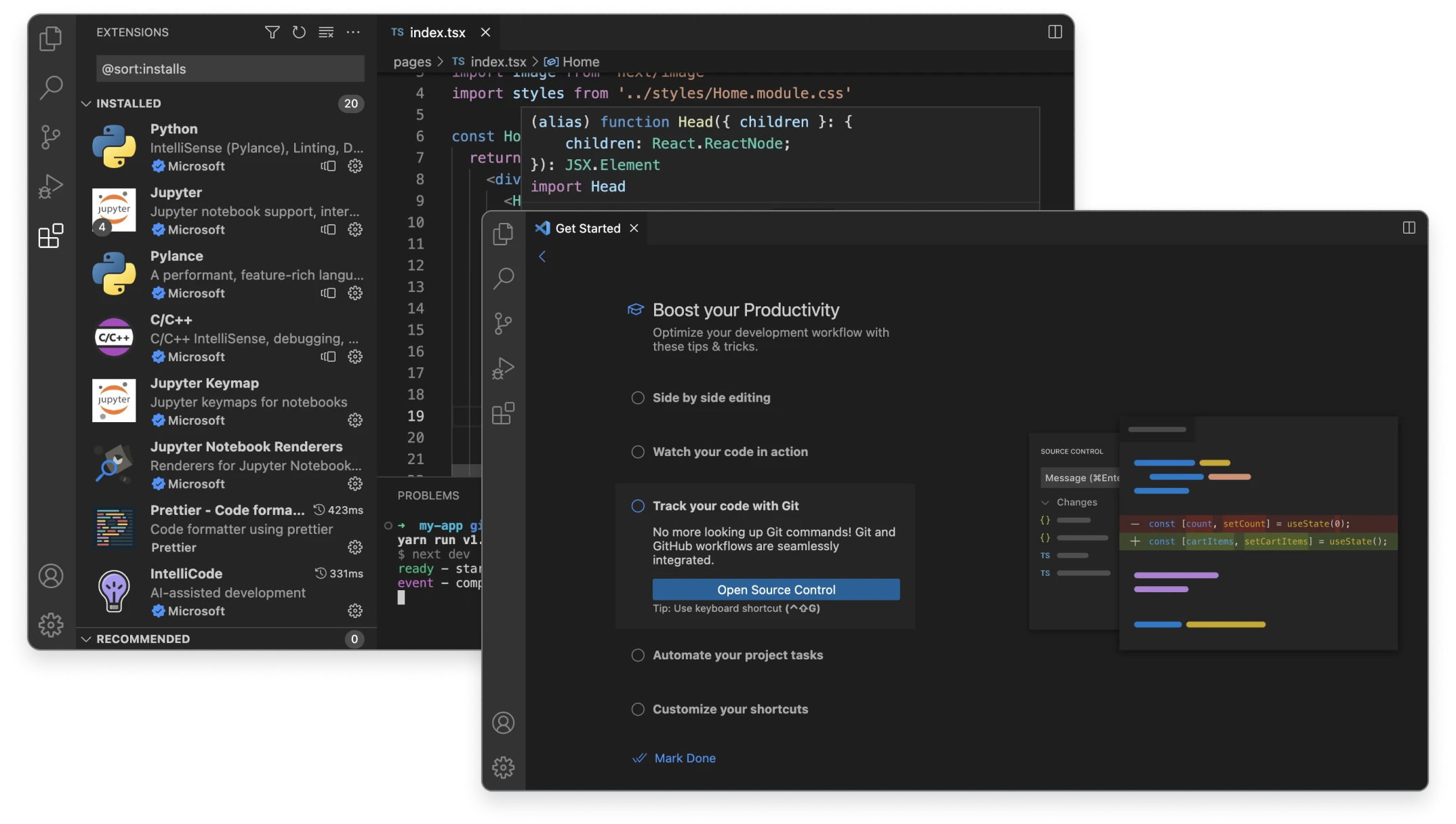 vscode-product Visual Studio Code 스크린샷