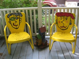 Colorful "Picasso" chairs by our daughter Molly. (all pictures by Marylin Warner)