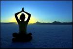 Yoga position, sunset