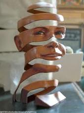 Head, sculpture, partial banded