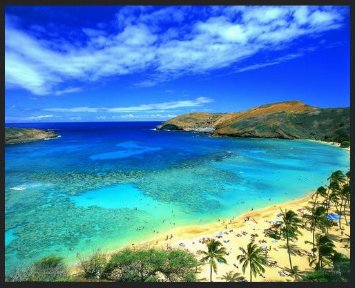 Tropical Beach, Hawaii bay scene