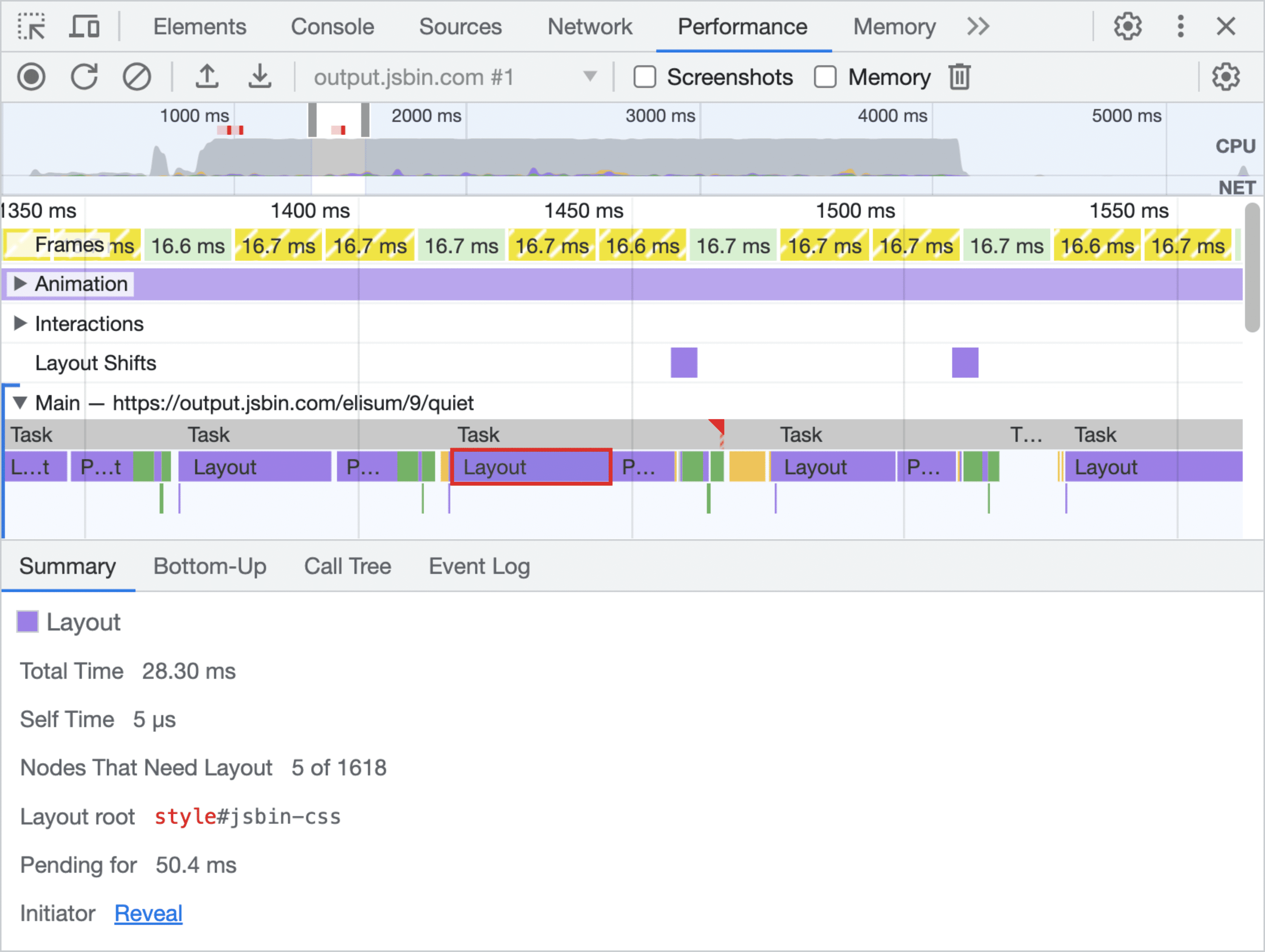 显示多个紫色布局块的 DevTools。