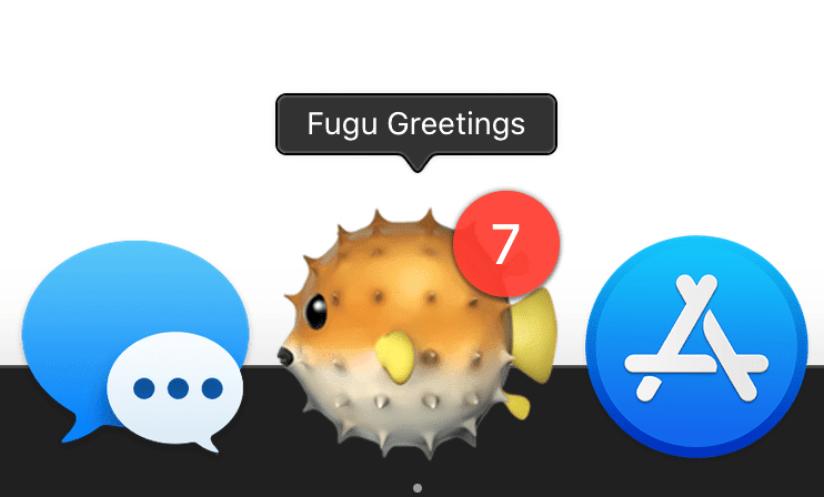 Symbol der Fugu Greetings App mit der Zahl 7.