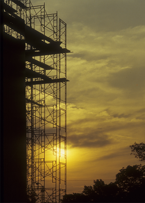 scaffolding in sunset